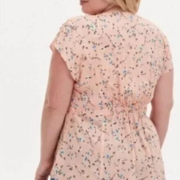 76-28 Torrid Peach Fit and Flare Challis Button Front Top Size 0 (12, L) - Picture 7 of 10